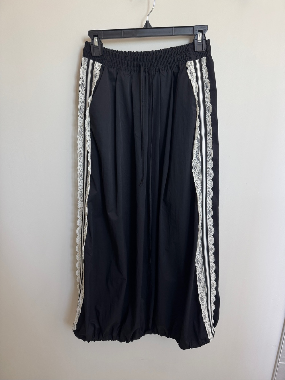 Maeve Black Maxi Skirt with White Lace Side Panels